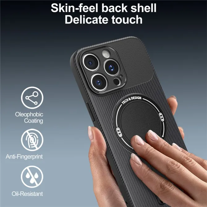 Coque iPhone 12 Pro Max Effet Fibre de Carbone avec Support