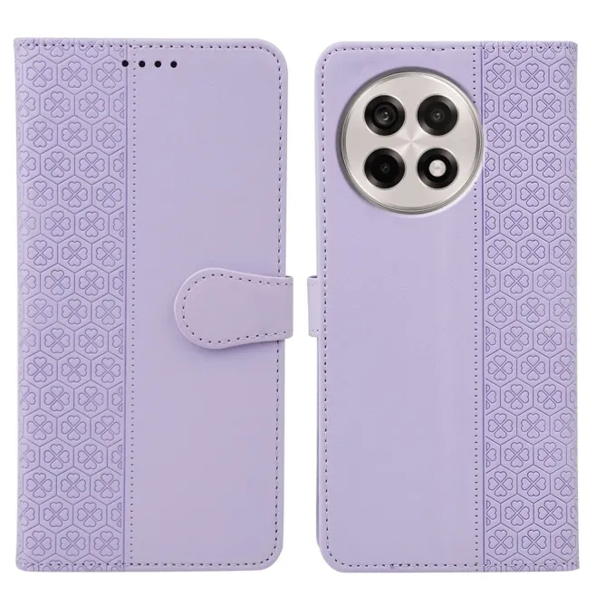 Housse OnePlus 13R Trèfles Gaufré Portefeuille