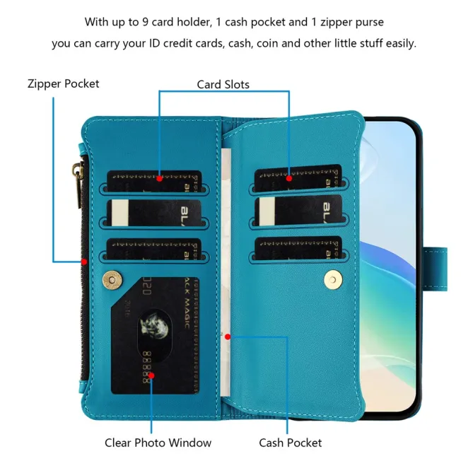 Housse OnePlus 13R ORGANIZER Simili Cuir Multi-Rangements Dragonne