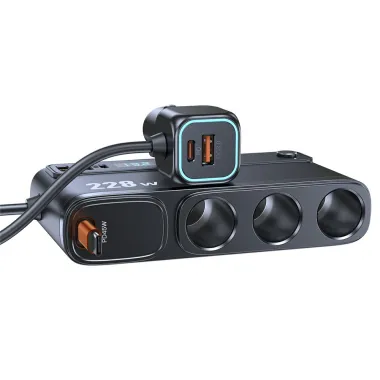 Chargeur Voiture 228W 3 en 1 Allume-Cigare Écran Voltage