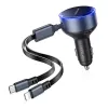 Chargeur Voiture Vention 30W Câbles USB-C et Lightning Intégrés