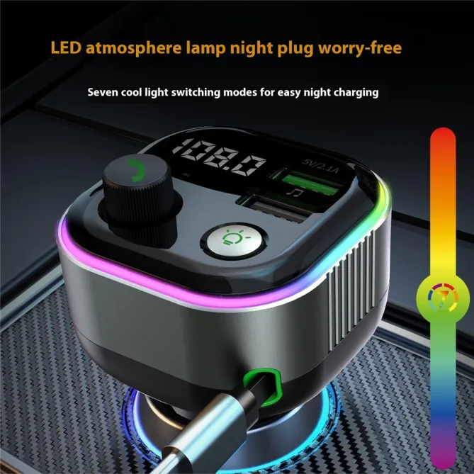 Transmetteur FM Bluetooth Chargeur Voiture 65W Câble Rétractable
