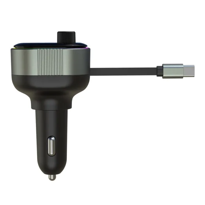 Transmetteur FM Bluetooth Chargeur Voiture 65W Câble Rétractable
