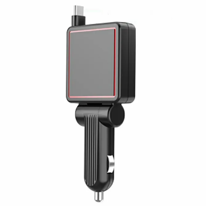 Chargeur Voiture Compact Câble USB-C Enrouleur 30W