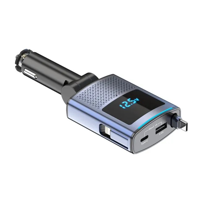 Chargeur Voiture 65W Câble USB-C Rétractable 1 Mètre