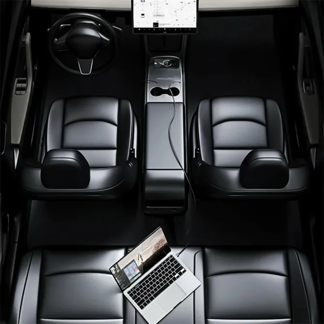 Hub Console Centrale Tesla Model 3 et Y Câbles Rétractables