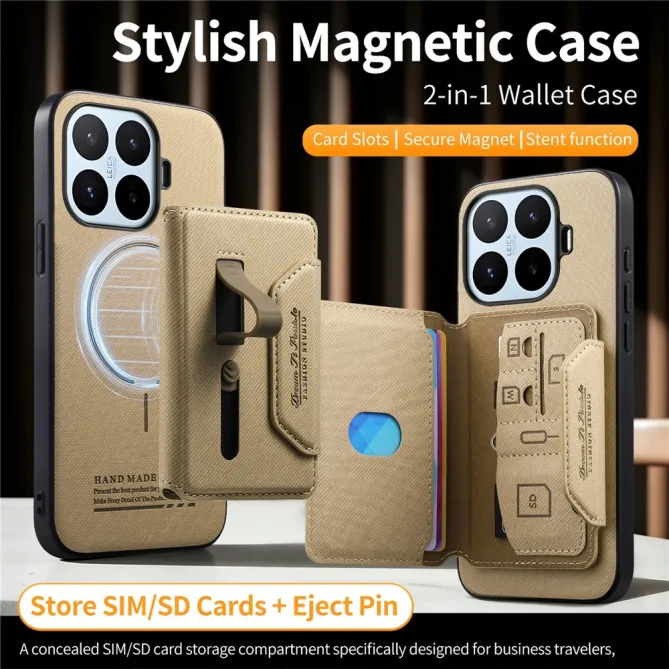 Coque Xiaomi 17T Pro Porte-Cartes Amovible Sangle Béquille