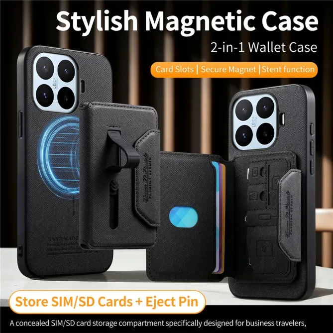 Coque Xiaomi 17T Pro Porte-Cartes Amovible Sangle Béquille