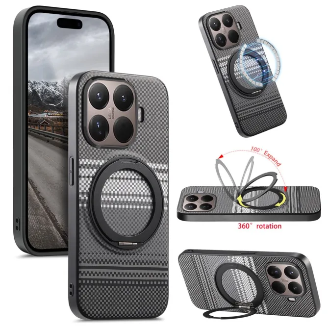 Coque Xiaomi 17T Pro Magnétique Anneau design tissé à carreaux