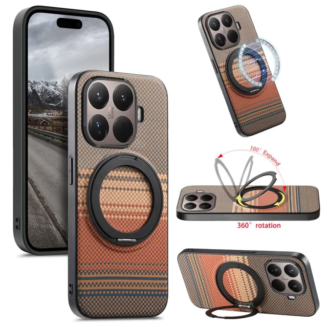 Coque Xiaomi 17T Pro Magnétique Anneau design tissé à carreaux
