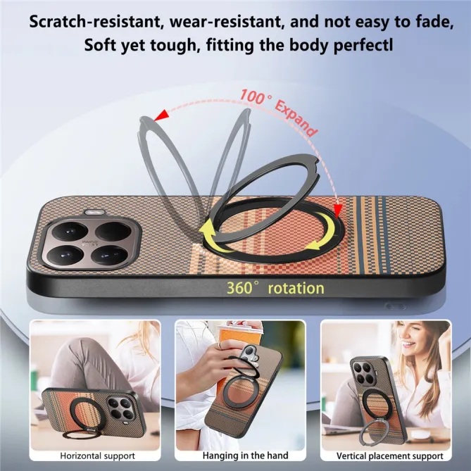 Coque Xiaomi 17T Pro Magnétique Anneau design tissé à carreaux
