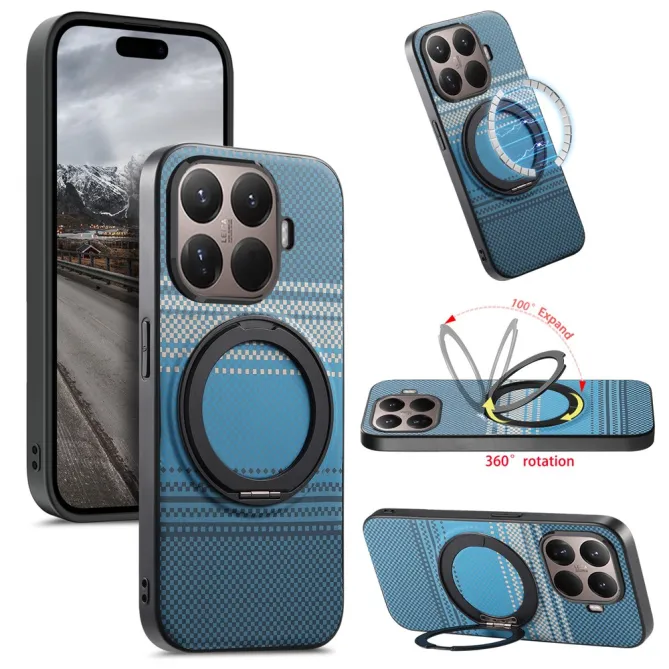 Coque Xiaomi 17T Pro Magnétique Anneau design tissé à carreaux