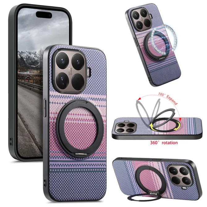 Coque Xiaomi 17T Pro Magnétique Anneau design tissé à carreaux