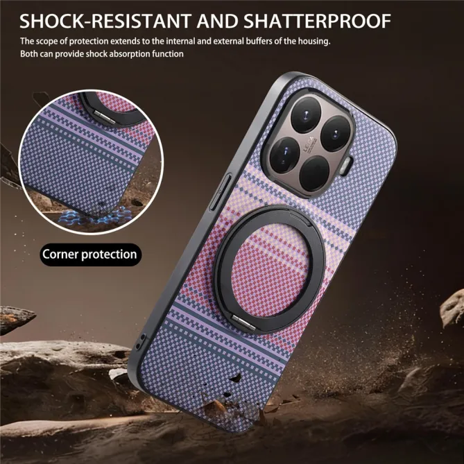 Coque Xiaomi 17T Pro Magnétique Anneau design tissé à carreaux