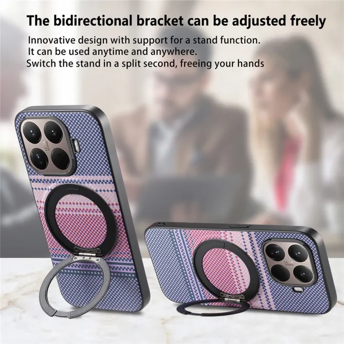Coque Xiaomi 17T Pro Magnétique Anneau design tissé à carreaux
