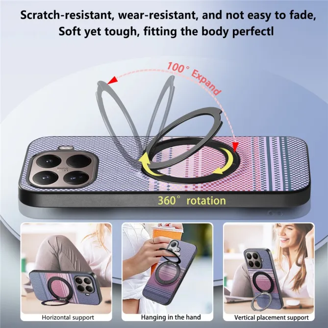 Coque Xiaomi 17T Pro Magnétique Anneau design tissé à carreaux