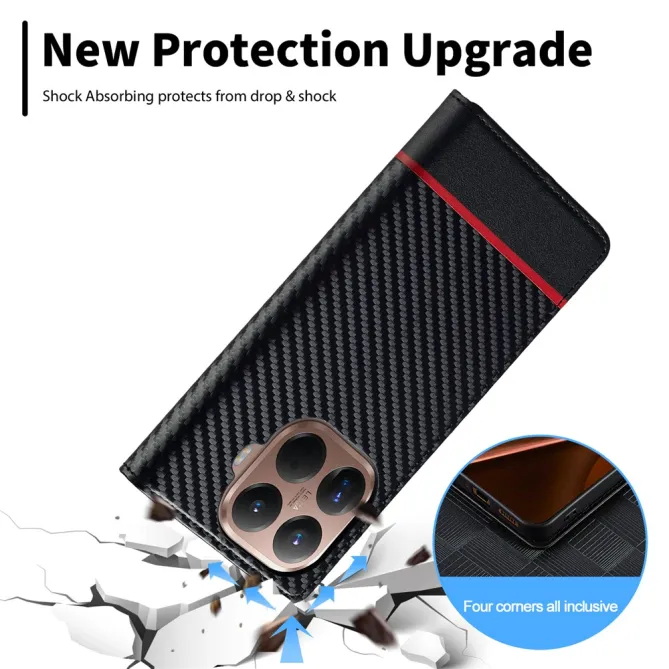 Étui Xiaomi 17T Pro Fibre de Carbone Bande Horizontale