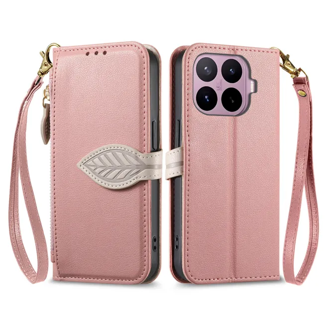 Housse Xiaomi 17T Pro Fermoir Feuille et Poche Zippée