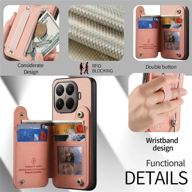 Coque Xiaomi 17T Pro Portefeuille Dos RFID Zippé