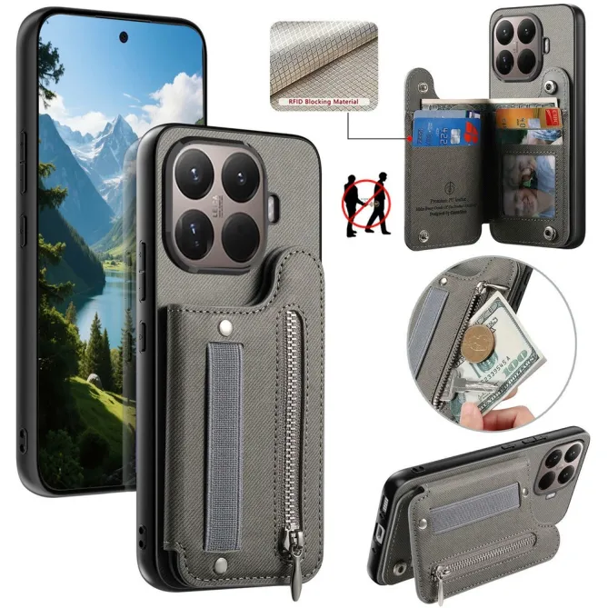 Coque Xiaomi 17T Pro Portefeuille Dos RFID Zippé