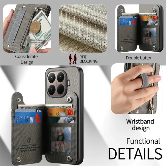 Coque Xiaomi 17T Pro Portefeuille Dos RFID Zippé
