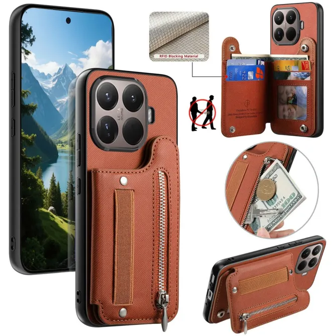 Coque Xiaomi 17T Pro Portefeuille Dos RFID Zippé