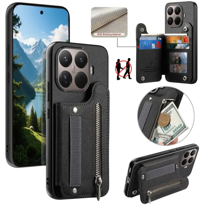 Coque Xiaomi 17T Pro Portefeuille Dos RFID Zippé