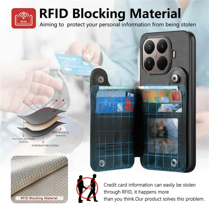Coque Xiaomi 17T Pro Portefeuille Dos RFID Zippé