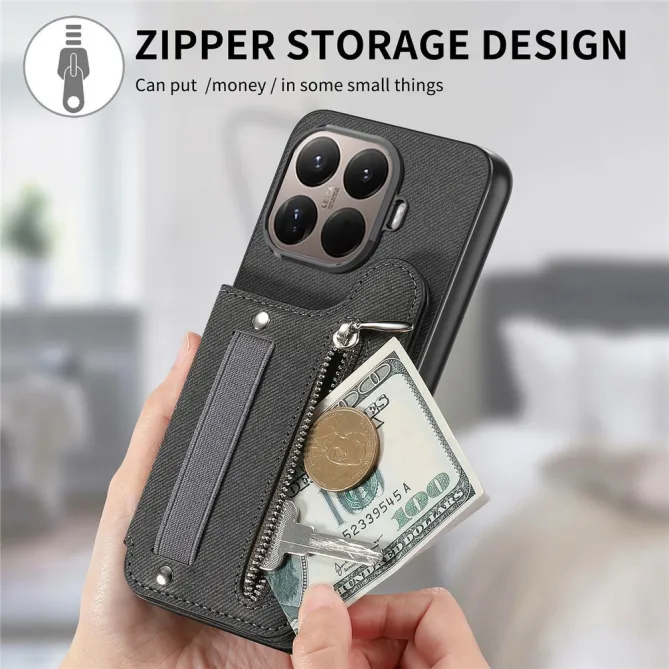 Coque Xiaomi 17T Pro Portefeuille Dos RFID Zippé