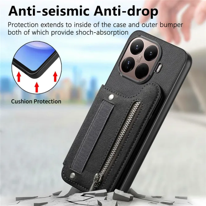 Coque Xiaomi 17T Pro Portefeuille Dos RFID Zippé