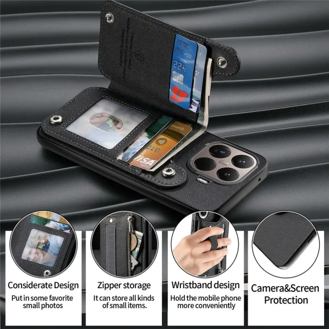 Coque Xiaomi 17T Pro Portefeuille Dos RFID Zippé