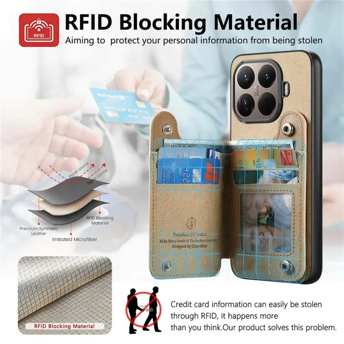 Coque Xiaomi 17T Pro Portefeuille Dos RFID Zippé