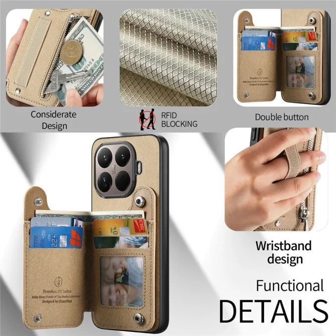 Coque Xiaomi 17T Pro Portefeuille Dos RFID Zippé