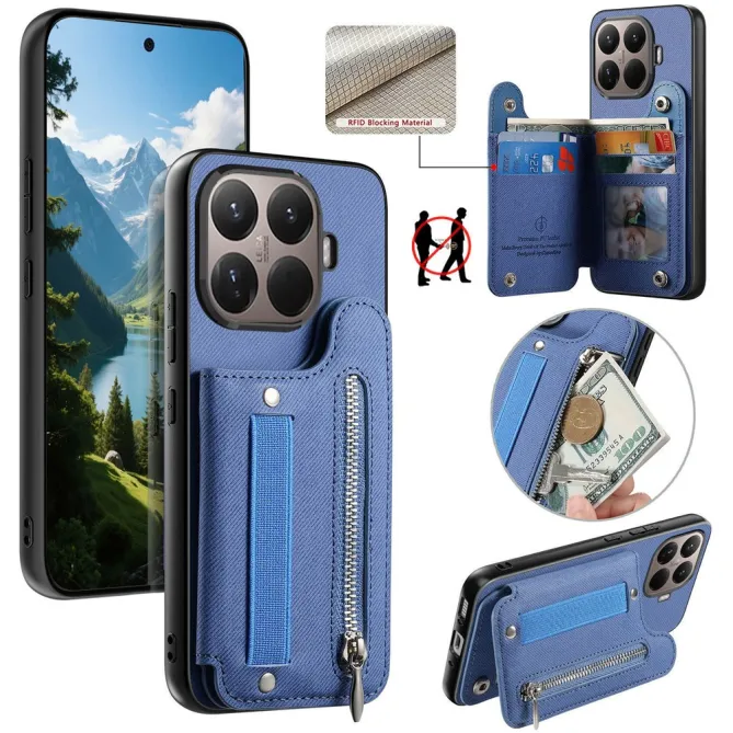 Coque Xiaomi 17T Pro Portefeuille Dos RFID Zippé