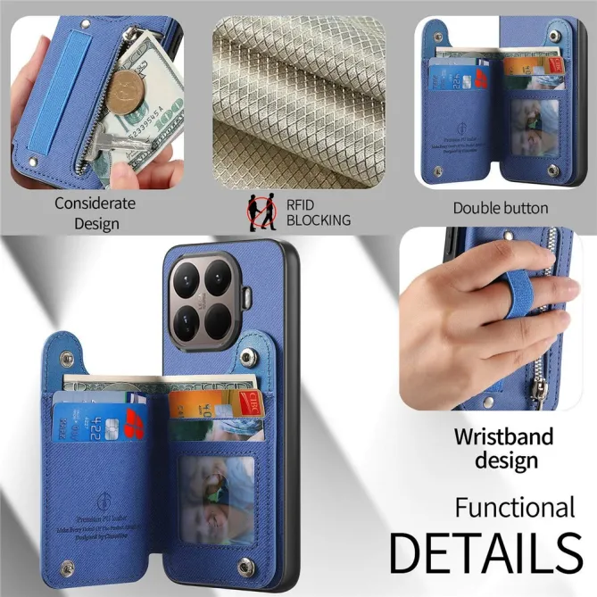 Coque Xiaomi 17T Pro Portefeuille Dos RFID Zippé