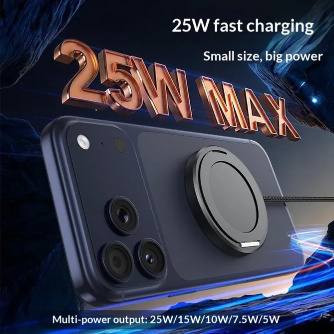Chargeur Sans Fil Magnétique Qi2 25W Support Anneau