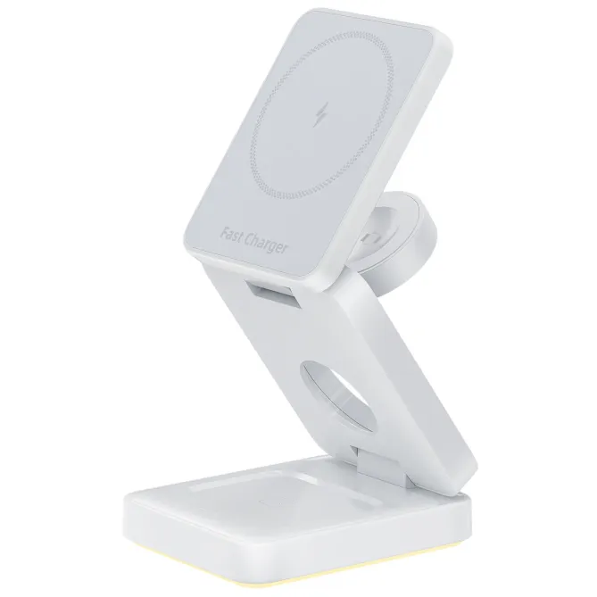 Chargeur Sans Fil Pliable 3 en 1 Veilleuse Tactile