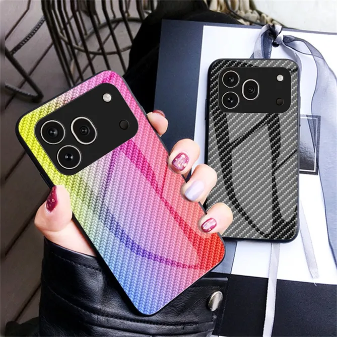 Coque Honor 600 Pro Verre Trempé Design Fibre de Carbone