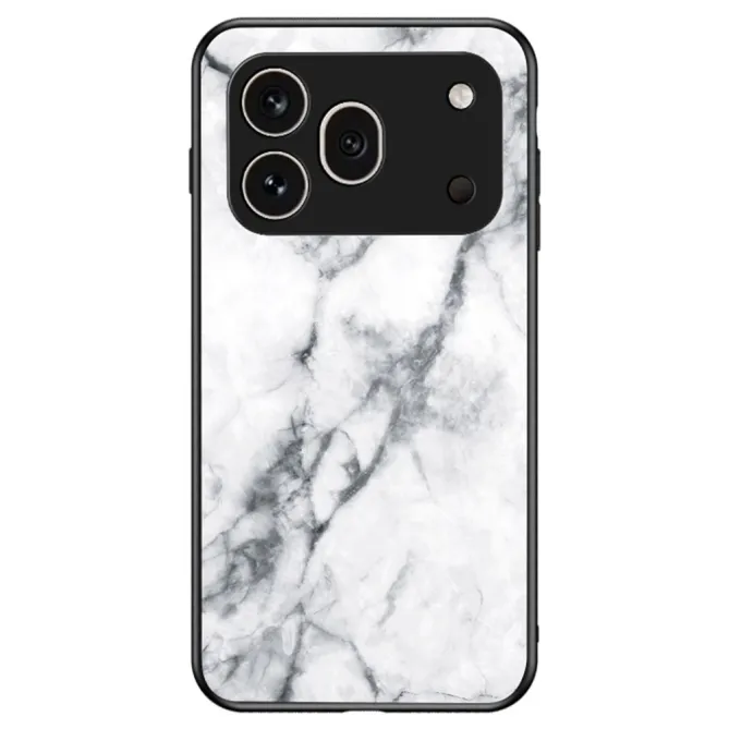 Coque Honor 600 Pro Verre Trempé Effet Marbre Blanc