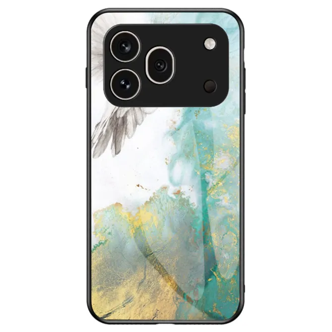 Coque Honor 600 Pro Verre Trempé Marbre Vert et Doré