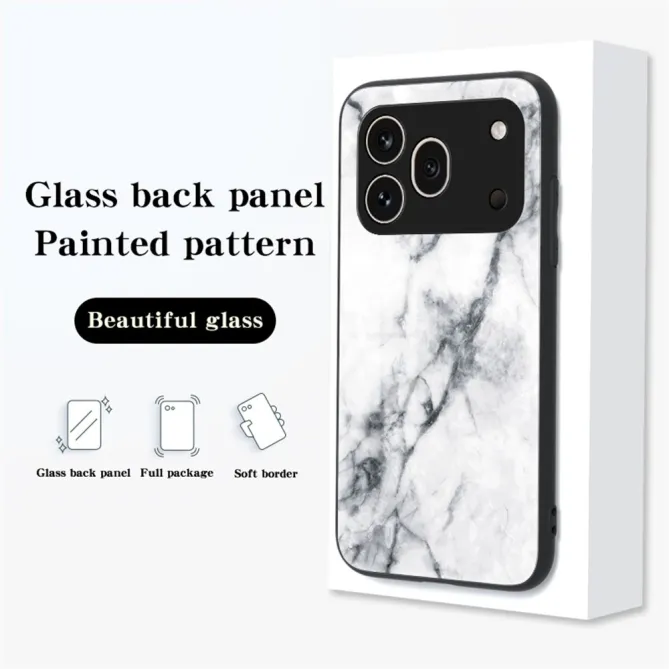 Coque Honor 600 Pro Verre Trempé Marbre Vert et Doré