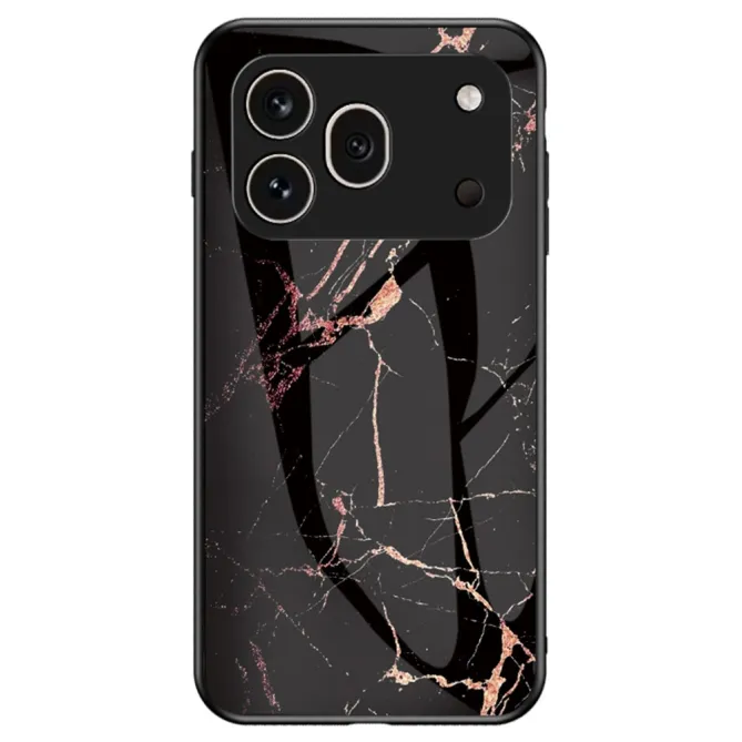 Coque Honor 600 Pro Verre Trempé Marbre Noir et Or Rose
