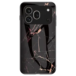 Coque Honor 600 Pro Verre Trempé Marbre Noir et Or Rose