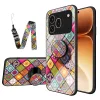 Coque Honor 600 Pro Verre Trempé Patchwork Mandala avec Support et Lanière