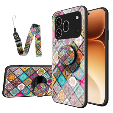 Coque Honor 600 Pro Verre Trempé Mandala Coloré Support et Lanière