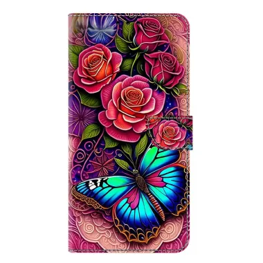 Housse Motorola Edge 70 Pro Papillon Turquoise et Roses
