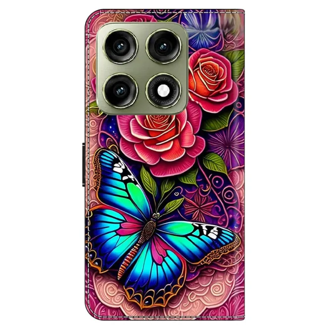 Housse Motorola Edge 70 Pro Papillon Turquoise et Roses
