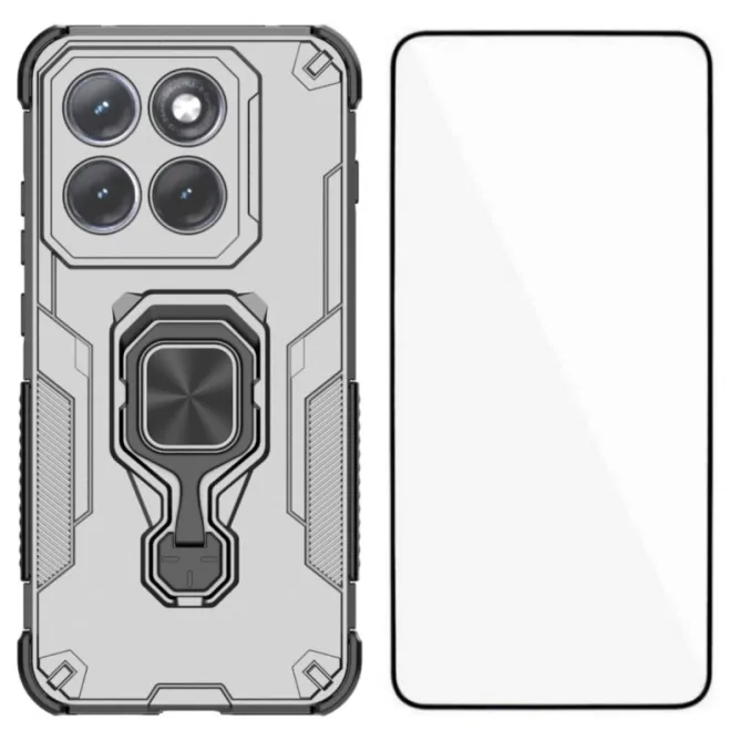 Coque Motorola Edge 70 Pro Armure Anneau Béquille avec Verre Trempé