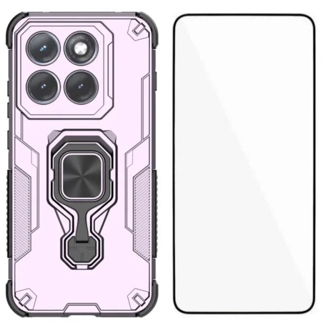 Coque Motorola Edge 70 Pro Armure Anneau Béquille avec Verre Trempé