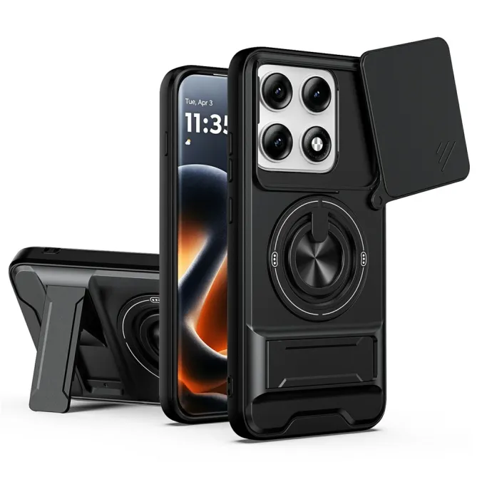 Coque Motorola Edge 70 Pro Cache Caméra Coulissant Anneau et Double Béquille